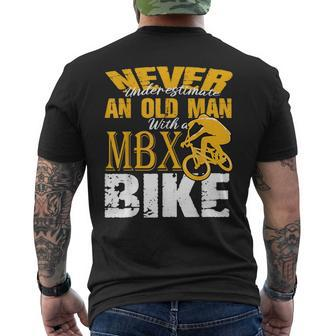 Never Underestimate An Old Man Bmx Bike Freestyle Racing Men's T-shirt Back Print - Seseable
