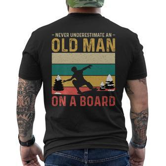 Never Underestimate An Old Man On A Board Retro Men's T-shirt Back Print - Seseable