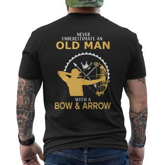 Never Underestimate An Old Man With A Bow And An Arrow Men's T-shirt Back Print - Monsterry