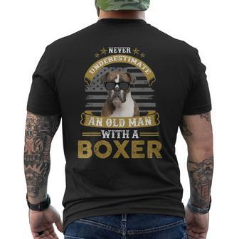 Never Underestimate An Old Man With A Boxer Dog Dad Men's T-shirt Back Print - Thegiftio UK