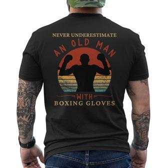 Never Underestimate An Old Man With Boxing Gloves Boxer Men's T-shirt Back Print | Mazezy