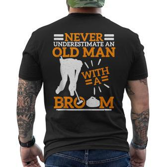 Never Underestimate An Old Man With A Broom Curling Men's T-shirt Back Print - Monsterry CA
