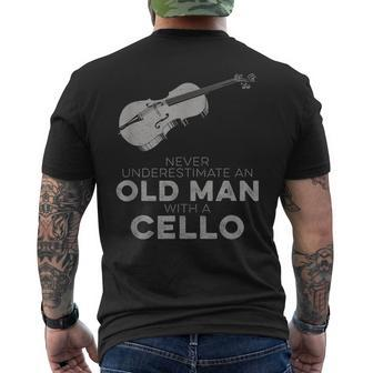 Never Underestimate An Old Man With A Cello Vintage Novelty Men's T-shirt Back Print | Mazezy