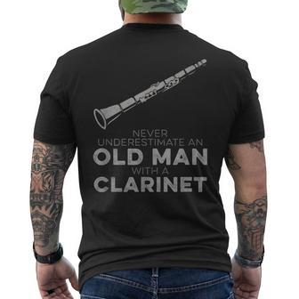Never Underestimate An Old Man With A Clarinet Humor Men's T-shirt Back Print | Mazezy