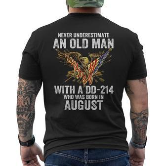 Never Underestimate An Old Man With A Dd-214 Born In August Men's T-shirt Back Print | Mazezy UK