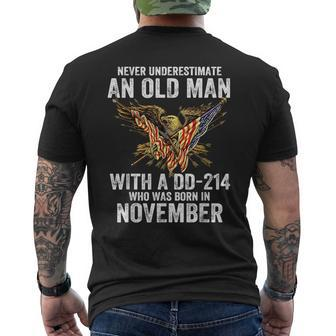 Never Underestimate An Old Man With A Dd-214 Born November Men's T-shirt Back Print | Mazezy DE