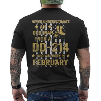 Never Underestimate An Old Man With A Dd-214 February Men's T-shirt Back Print - Seseable