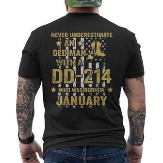 Never Underestimate An Old Man With A Dd-214 January Men's T-shirt Back Print - Seseable