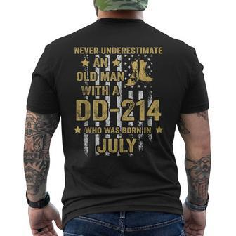 Never Underestimate An Old Man With A Dd-214 July Men's T-shirt Back Print - Seseable