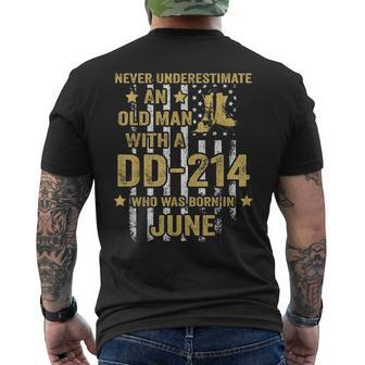 Never Underestimate An Old Man With A Dd-214 June Men's T-shirt Back Print - Seseable