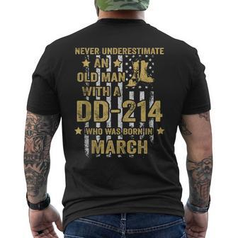 Never Underestimate An Old Man With A Dd-214 March Men's T-shirt Back Print - Seseable