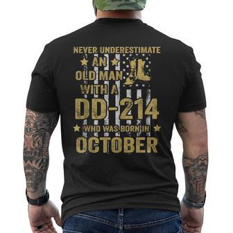 Never Underestimate An Old Man With A Dd-214 October Men's T-shirt Back Print - Seseable