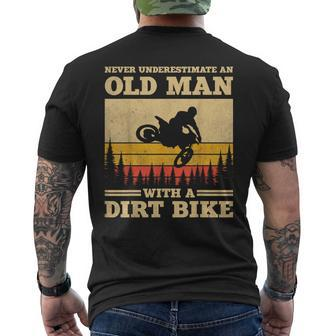Never Underestimate An Old Man With A Dirt Bike Vintage Men's T-shirt Back Print - Thegiftio UK