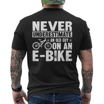 Never Underestimate An Old Man With An E-Bike Men's T-shirt Back Print - Monsterry DE