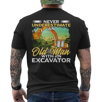 Never Underestimate An Old Man With An Excavator Driver Men's T-shirt Back Print - Monsterry UK