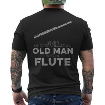 Never Underestimate An Old Man With Flute Vintage Novelty Men's T-shirt Back Print | Mazezy