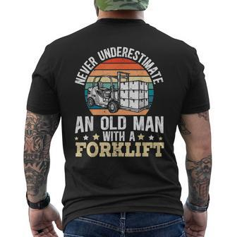 Never Underestimate An Old Man With A Forklift Operator Men's T-shirt Back Print | Mazezy
