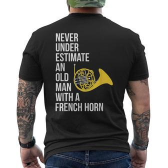 Never Underestimate An Old Man With A French Horn Men's T-shirt Back Print - Seseable
