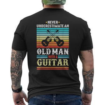 Never Underestimate An Old Man With A Guitar Acoustic Guitar Men's T-shirt Back Print - Seseable