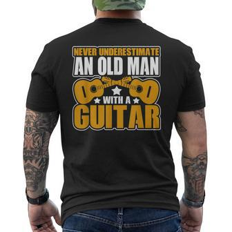 Never Underestimate An Old Man With A Guitar Novelty Men's T-shirt Back Print - Seseable