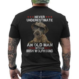 Never Underestimate An Old Man With An Irish Wolfhound Men's T-shirt Back Print | Mazezy