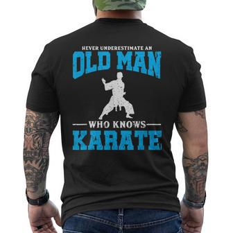 Never Underestimate An Old Man Karate Men's T-shirt Back Print - Seseable