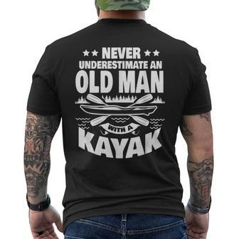 Never Underestimate An Old Man With A Kayak Dad Men's T-shirt Back Print - Thegiftio UK