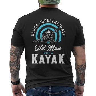 Never Underestimate An Old Man With A Kayak Rowing Rower Men's T-shirt Back Print | Mazezy