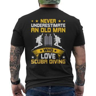 Never Underestimate Old Man Love Scuba Diving Men's T-shirt Back Print - Thegiftio UK