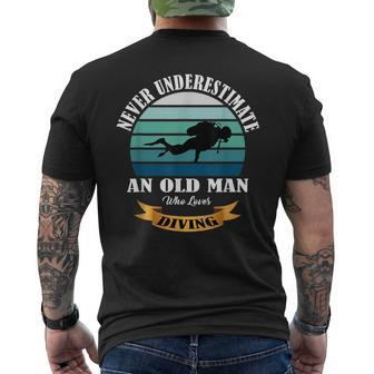 Never Underestimate An Old Man Who Loves Diving Men's T-shirt Back Print - Thegiftio UK
