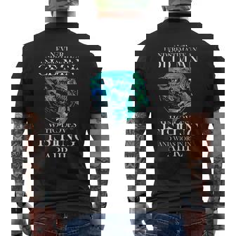 Never Underestimate An Old Man Who Loves Fishing April Man Men's T-shirt Back Print | Mazezy
