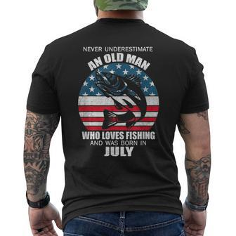 Never Underestimate An Old Man Who Loves Fishing Born In Jul Men's T-shirt Back Print | Mazezy