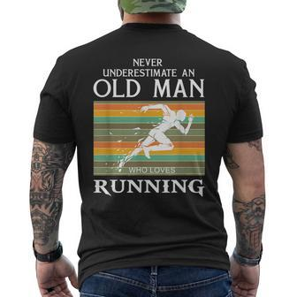 Never Underestimate An Old Man Who Loves Running Men's T-shirt Back Print - Thegiftio UK