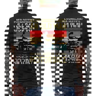 Never Underestimate An Old Man With A Motorbike Biker Men's T-shirt Back Print | Seseable UK