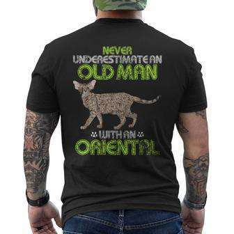Never Underestimate An Old Man With An Oriental Cat Men's T-shirt Back Print - Monsterry DE