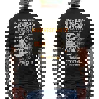 Never Underestimate An Old Man With A Pitbull Pittie Lover Men's T-shirt Back Print | Mazezy