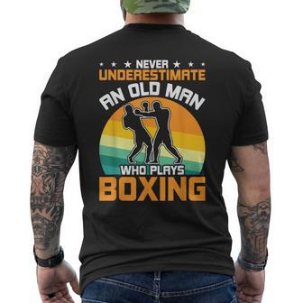 Never Underestimate An Old Man Who Plays Boxing Men's T-shirt Back Print - Thegiftio UK
