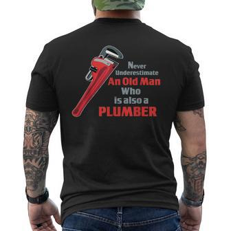 Never Underestimate An Old Man Plumber T Men's T-shirt Back Print - Seseable