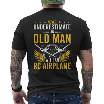 Never Underestimate And Old Man With An Rc Airplane Men's T-shirt Back Print - Monsterry UK