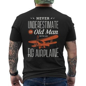 Never Underestimate An Old Man With An Rc Airplane Rc Planes Men's T-shirt Back Print | Mazezy