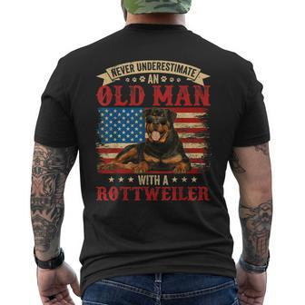 Never Underestimate An Old Man With A Rottweiler Costume Men's T-shirt Back Print - Monsterry AU