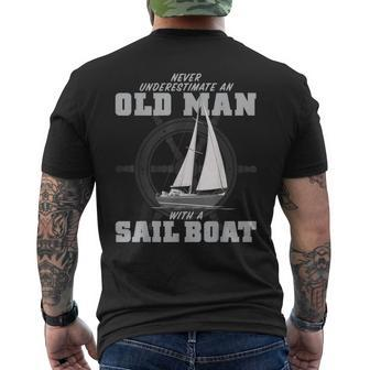Never Underestimate An Old Man With A Sail Boat Men's T-shirt Back Print - Seseable