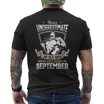 Never Underestimate An Old Man September Old Man Stronger Men's T-shirt Back Print | Mazezy
