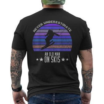 Never Underestimate An Old Man On Skis Skier Men's T-shirt Back Print - Seseable