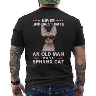 Never Underestimate An Old Man With A Sphynx Cat Men's T-shirt Back Print - Monsterry DE