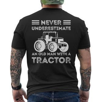 Never Underestimate An Old Man With A Tractor Farmers Men's T-shirt Back Print - Seseable
