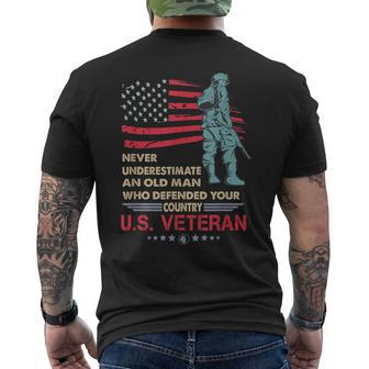Never Underestimate An Old Man Us Veteran Men's T-shirt Back Print - Monsterry UK