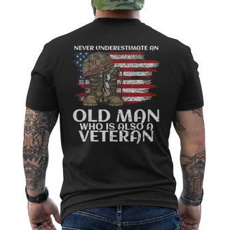 Never Underestimate An Old Man Who Is Also A Veteran Us Men's T-shirt Back Print - Seseable