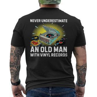 Never Underestimate An Old Man With Vinyl Records Men's T-shirt Back Print | Mazezy