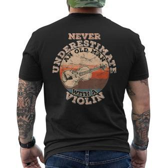 Never Underestimate An Old Man With A Violin Men's T-shirt Back Print - Monsterry AU